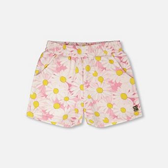 Big Kids Girl French Terry Shorts Printed Daisies