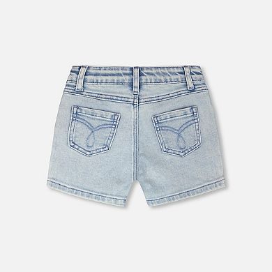 Little Kids Girl Denim Embroidered Shorts