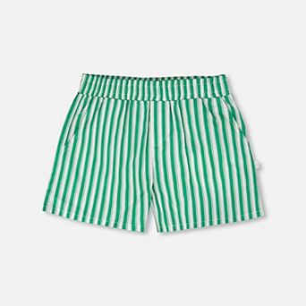 Little Kids Girl Striped Elastic Waist Shorts