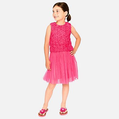 Big Kids Girl Sleeveless Textured Rosette Dress