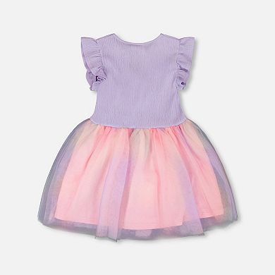 Big Kids Girl Bi-Material Mesh Dress