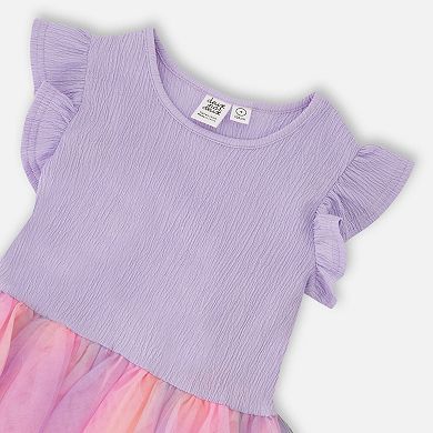 Big Kids Girl Bi-Material Mesh Dress