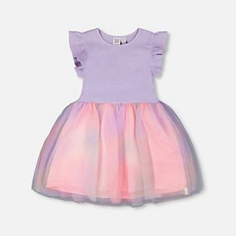 Big Kids Girl Bi-Material Mesh Dress