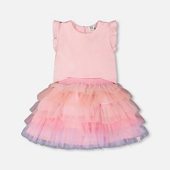 Big Kids Girl Bi-Material Flutter Sleeve Dress