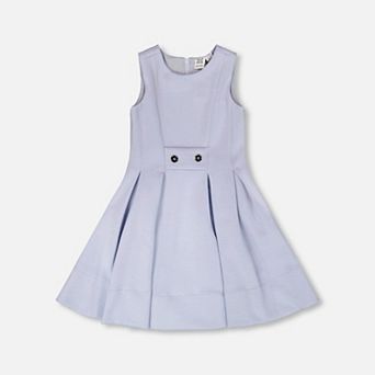 Big Kids Girl Sleeveless Neoprene Button Waist Dress