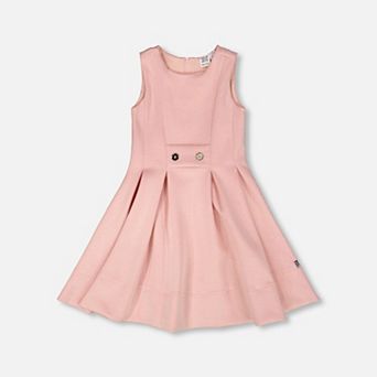 Big Kids Girl Sleeveless Neoprene Button Waist Dress