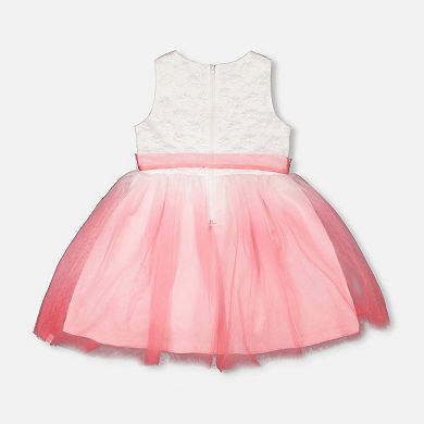 Big Kids Girl Bi-Material Pleated Mesh Dress