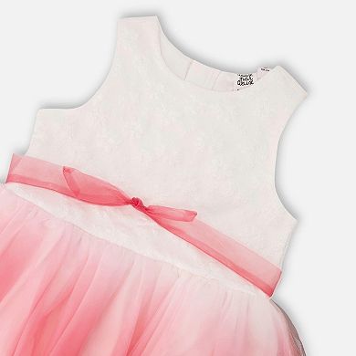 Big Kids Girl Bi-Material Pleated Mesh Dress
