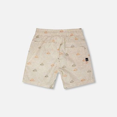 Big Kids Boy Poplin Shorts Safari Print