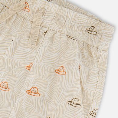 Big Kids Boy Poplin Shorts Safari Print