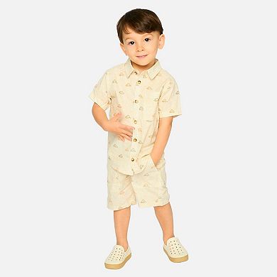 Big Kids Boy Poplin Shorts Safari Print