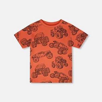 Big Kids Boy Organic Cotton Jersey T-Shirt Printed Trucks