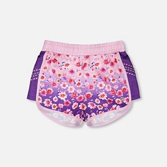 Little Kids Girl Athletic Shorts In Recycled Polyester Floral Gradient