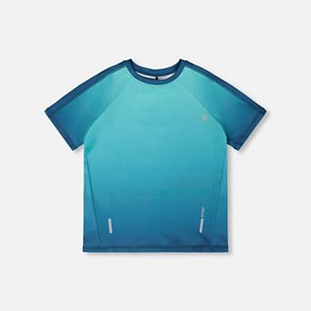 Big Kids Boy Short Sleeve Athletic Top In Recycled Polyester Gradient