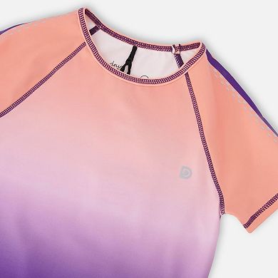 Big Kids Girl Athletic Short Sleeve Top In Recycled Polyester To Gradient