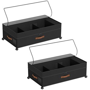 Under Bed Storage with Wheels, Adjustable Storage for Underbed with Lids(2 Pack)