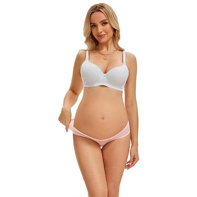 Women's Maternity Underwear Pregnancy Ice Silk V-Shaped Belly Support Low Rise Seamless Briefs