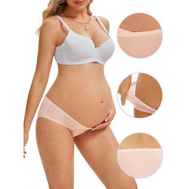Women's Maternity Underwear Pregnancy Ice Silk V-Shaped Belly Support Low Rise Seamless Briefs