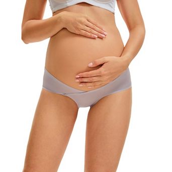 Women's Maternity Underwear Pregnancy Ice Silk V-Shaped Belly Support Low Rise Seamless Briefs