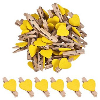 100 pc 1.2" Heart Photo Clips, Wooden Clothespins for Hanging Memo Card Pictures DIY Crafts