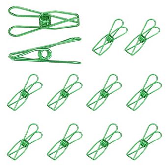12 pc Clothes Pins for Hanging, Metal Clothing Clips Heavy Duty Laundry Spring Pegs Clothesline Clip
