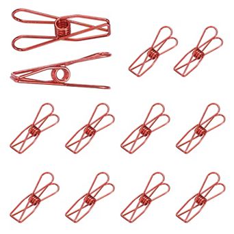 12 pc Clothes Pins for Hanging, Metal Clothing Clips Heavy Duty Laundry Spring Pegs Clothesline Clip