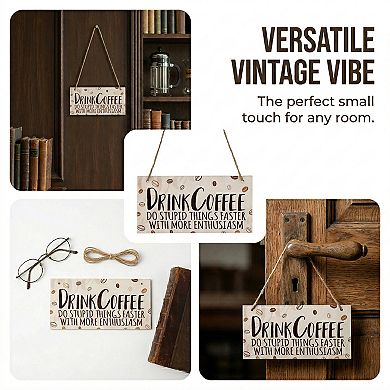 Coffee Bar Sign for Station Decor Rustic Wood Hanging Plaque for Coffee Nook Small Kitchen Wall Art