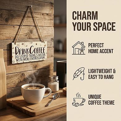 Coffee Bar Sign for Station Decor Rustic Wood Hanging Plaque for Coffee Nook Small Kitchen Wall Art