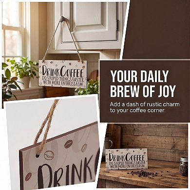 Coffee Bar Sign for Station Decor Rustic Wood Hanging Plaque for Coffee Nook Small Kitchen Wall Art