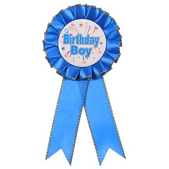 1 pc Birthday Boy Button Pin, 5.9"x2.8" Tinplate Ribbon Badge Pin, Satin Fabric Award Ribbon