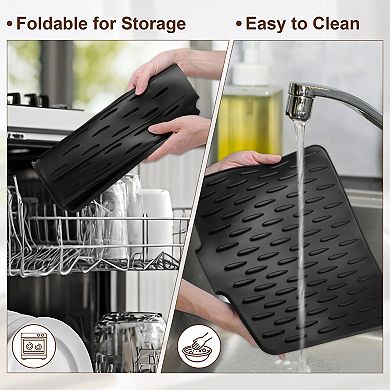 Dish Drainer Mat Silicone for Kitchen Counter Fast Drying 15.75x12.6 Inch 1Pc