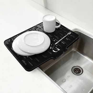 Dish Drainer Mat Silicone for Kitchen Counter Fast Drying 15.75x12.6 Inch 1Pc