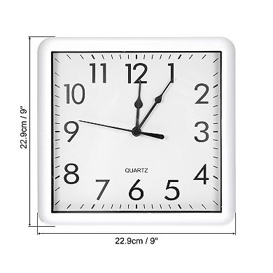 9x9 inch 1Pc Wall Clock, Quartz Battery Operated Silent Square
