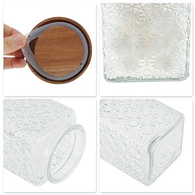 25.36oz Durable Decorative Glass Jar 1 Pc with Lid Clear Wood Color