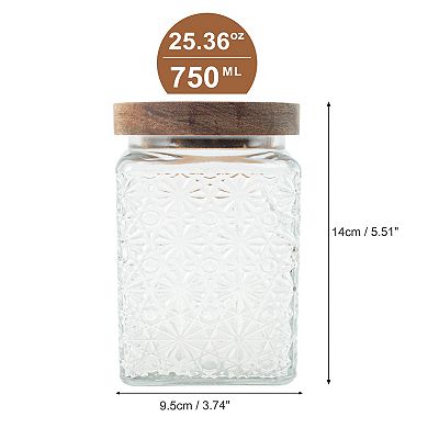 25.36oz Durable Decorative Glass Jar 1 Pc with Lid Clear Wood Color