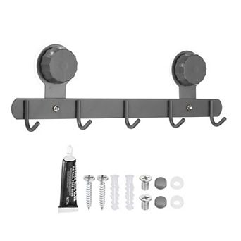 14.17 x 1.77 Inch (L x W) Towel Hook Rack with Suction Cup Wall Mount Coat Rack, Gray