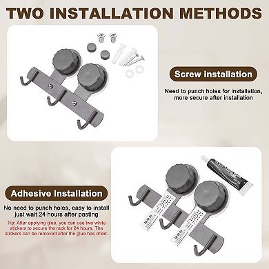 14.17 x 1.77 Inch (L x W) Towel Hook Rack with Suction Cup Wall Mount Coat Rack, Gray