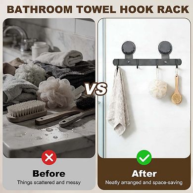 14.17 x 1.77 Inch (L x W) Towel Hook Rack with Suction Cup Wall Mount Coat Rack, Gray