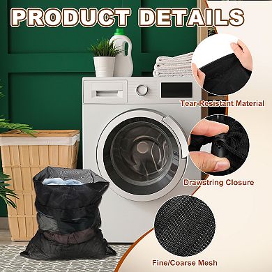 23.6 x 35.4 Inch 1Pc Laundry Bag, Large Drawstring Net Laundry Bag, Black