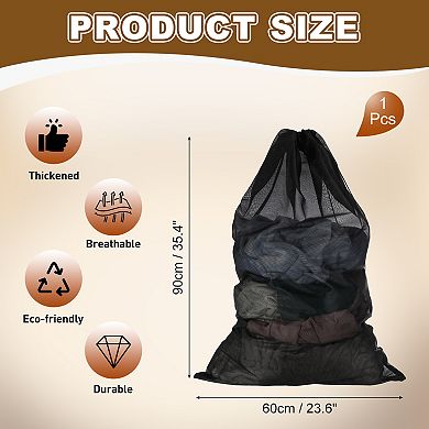 23.6 x 35.4 Inch 1Pc Laundry Bag, Large Drawstring Net Laundry Bag, Black