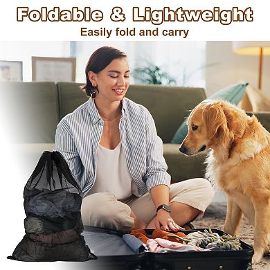 23.6 x 35.4 Inch 1Pc Laundry Bag, Large Drawstring Net Laundry Bag, Black