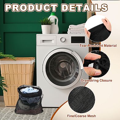 20.5 x 22.4 Inch 1Pc Laundry Bag, Large Drawstring Net Laundry Bag, Black