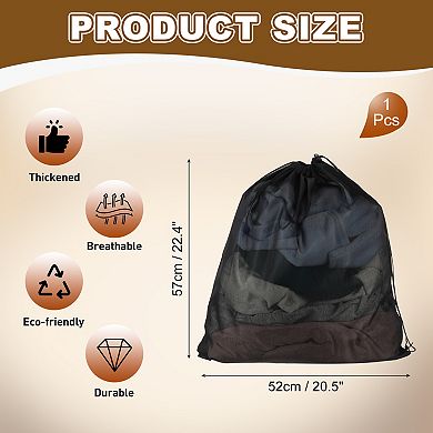 20.5 x 22.4 Inch 1Pc Laundry Bag, Large Drawstring Net Laundry Bag, Black