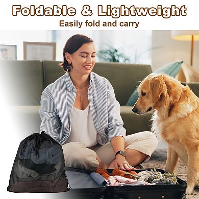 20.5 x 22.4 Inch 1Pc Laundry Bag, Large Drawstring Net Laundry Bag, Black