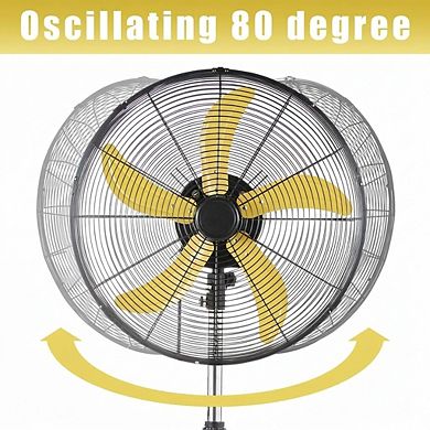 20 inch High Velocity Pedestal Fan 3 Speed Oscillating Adjustable Height Metal 1 Piece