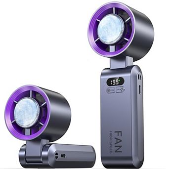 Handheld Portable Turbo Fan with Ice Cooler, Speed (1-199) Rechargeable Personal Fan
