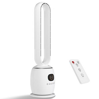 35" Bladeless Fan, 80°Oscillation Bladeless Tower Fan with 12H Timer, 3 Speeds