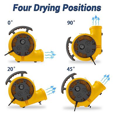 Industrial Floor Dryer Air Mover 1 Piece 1200 CFM 3 Speed 5 Angle 15FT Cord Stackable