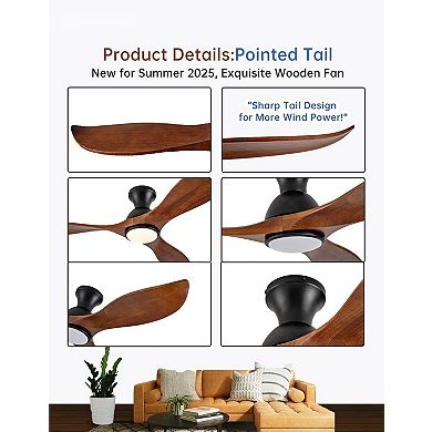 52 inch flush mount ceiling fan with light 3 solid wood blades remote wall control dimmable