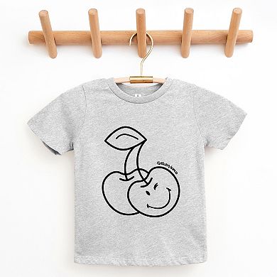 SmileyWorld Cherry Face Outline - Youth Short Sleeve Graphic T-Shirt